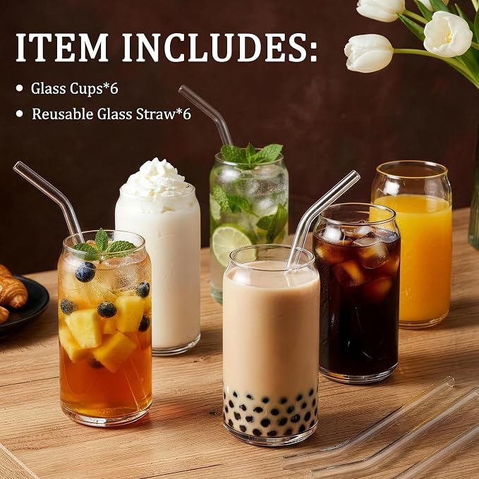 Korser Drinking Glasses Set of 6, 17oz Highball Glass Cups - Image 4