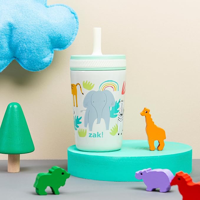Zak Designs Safari Kelso 12oz Stainless Steel Leak-Proof Toddler Straw Cup - Image 2