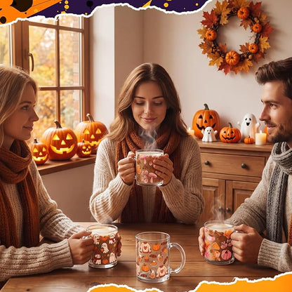 Tioncy 4 Pcs Halloween Coffee Mugs 12 oz Ghost Glass Cups - Image 4