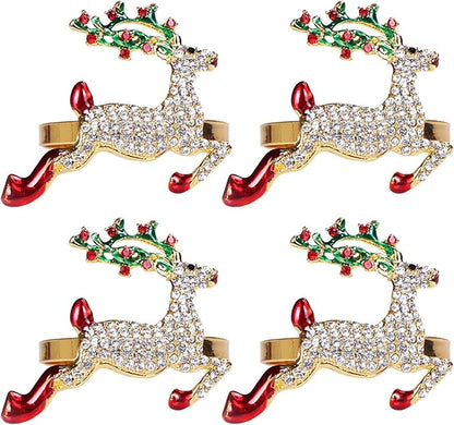 Napkin Rings Set of 8 Silver Set of 8 Napkin Rings Christmas, Holidays, Thanksgiving (Deer-2)
