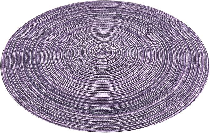 SHACOS Round Braided Placemats Set of 6 Round Placemats Cotton Blend Fabric - Image 3