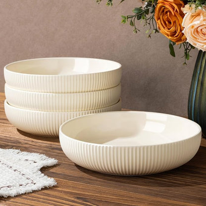 8.5" Ceramic Pasta Bowls Set of 4, Salad Bowls | Versatile Serving Bowls by TheTerra