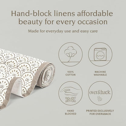 Over&Back 18x108 Hand-Blocked Printed Cotton Table Runner - Image 2