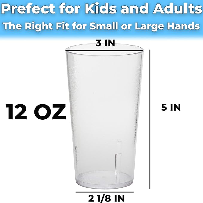 Restaurant Grade, BPA-Free 12oz Clear Plastic Cups 6pk. Super Durable, Break - Image 6