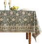ISAENNE Designer Grayish Green Linen Small Round Tablecloth,Floral Stain Resistant Table Cloth,Fall Vintage Decor Tablecloths for Dining Thanksgiving Kitchen Party,Diameter 55"-Andrew A
