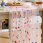 Artoid Mode Pink Embroidery Daisy Gauze Table Runner 120 Inch 10FT | Seasonal by ArtoidMode