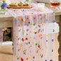 Artoid Mode 6PCS Pink Embroidery Daisy Gauze Table Runner 120 Inch 10FT | by ArtoidMode
