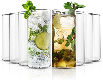 Highball Drinking Glasses Set of 8 | 15 oz Capacity | Thin And Light by LAVAUXDESIGNS