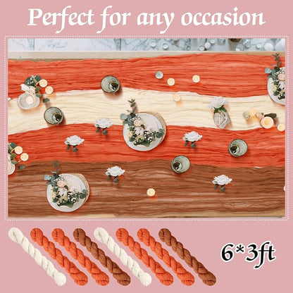 12 Pcs Fall Cheesecloth Gauze Table Runners, Gradient Terracotta | Thanksgiving - Image 6