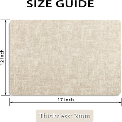 Placemats Set of 12 Washable, Heat Resistant Table Placemats Wipeable Faux Leather Place Mats Non Slip, Waterproof Square Table Mats for Indoor Outdoor, Beige