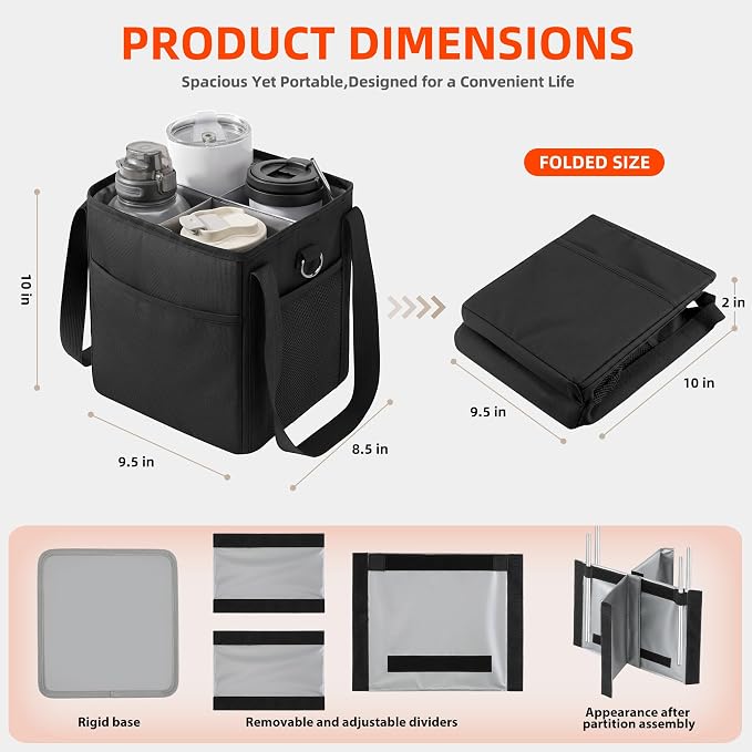 4 Cup Drink Carrier Bag, Insulated Cup Caddy - Image 5