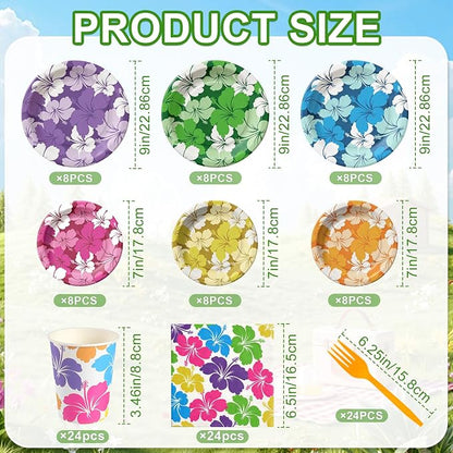 Hawaiian Luau Party Supplies, Tropical Hibiscus Disposable Tableware - Image 3