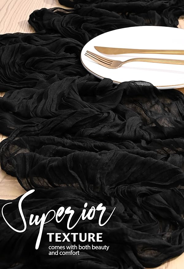 18 Pack Cheesecloth Table Runner 10FT Black Table Runner Boho Gauze Cheese - Image 4