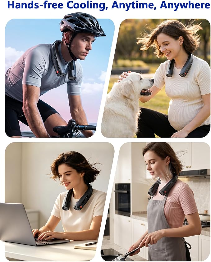 Portable Neck Fan with Reading Light, 6-Speed Wearable Fan, 6000mAh USB-C - Image 7