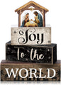 Moucuny 4 Pcs Christmas Table Decor Wooden Christian Religious Decoration by Moucuny