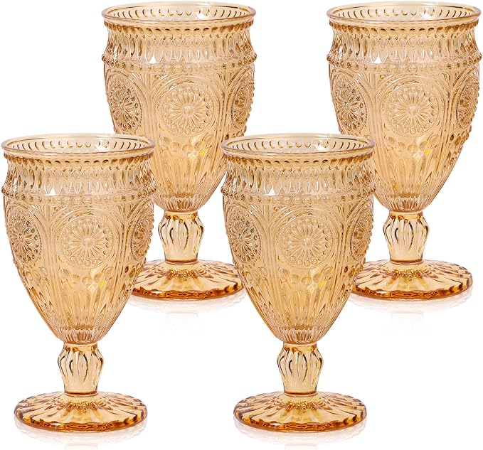 Darlion Goblets, Goblet Glasses, Amber Goblets, Vintage Wine Glasses 12oz | by PurchaseNow