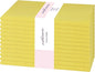 PurpleEssences Set of 12 Cloth Dinner Napkins 100% Cotton 18x18 Inch - Soft Durable Washable - Ideal for Farmhouse Party Christmas Holiday Winter - Perfect Everyday Use Table Linen - Yellow