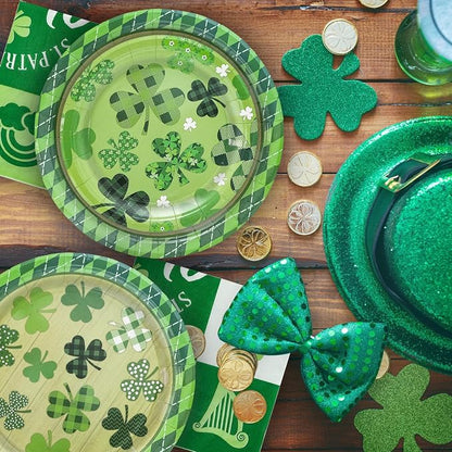 180PCS St.Patrick's Paper Plates and Napkins Party Supplies Serve 60 | Shamrock - Image 4