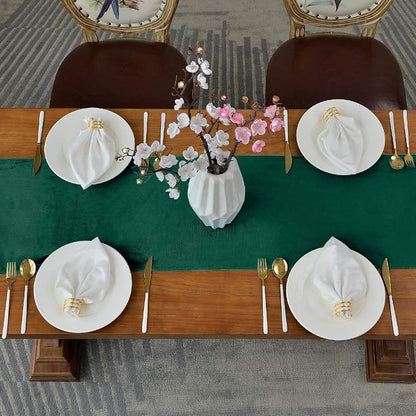 BALCONY & FALCON Table Runner Velvet Emerald Green 14"x51" | Elegant, Fall Decor - Image 3
