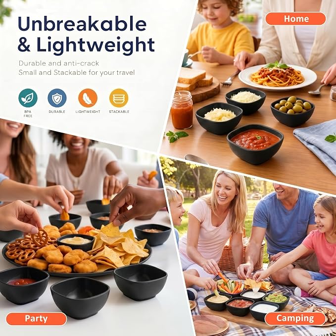 Dipping Bowls 5 OZ, Unbreakable Wheat Straw Bowl Set of 8, Small Plastic Bowls - Image 7