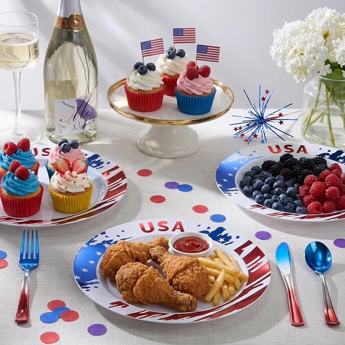 BESTVIP 50Pcs 4th of July Plastic Plates, Memorial Day & Special Events - Image 6