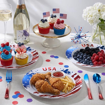 BESTVIP 50Pcs 4th of July Plastic Plates, Memorial Day & Special Events - Image 6