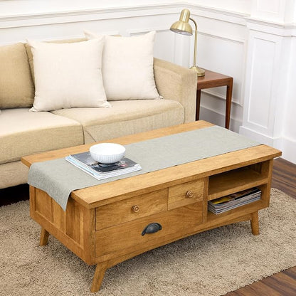 Solino Home 100% Pure Linen Table Runner Oyster Grey, Athena 14 x 60 in | Table by SolinoHome