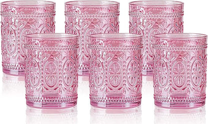 Darlion Vintage Glassware, 10oz Pink Glass Cups | Food Grade Glass, Lead-Free by PurchaseNow