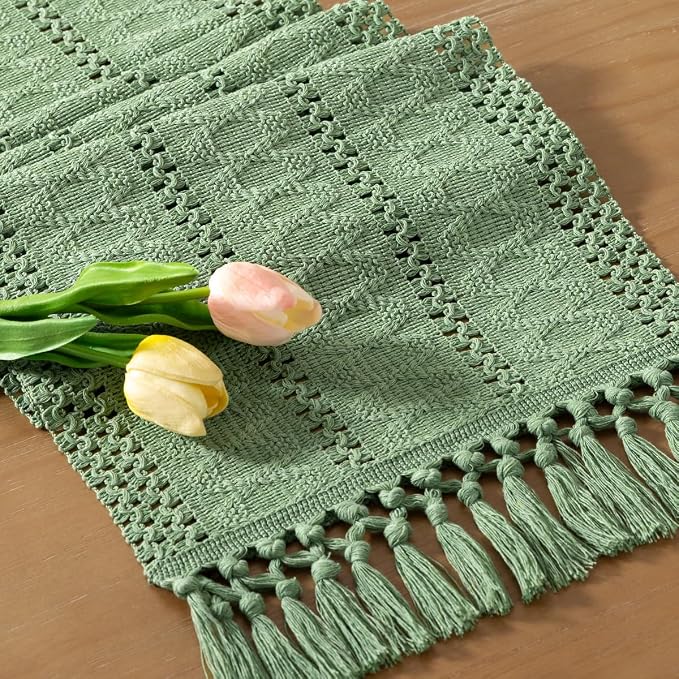 Boho Table Runner Summer Farmhouse Rustic Dining Dresser Scarf Home Decor | - Image 5
