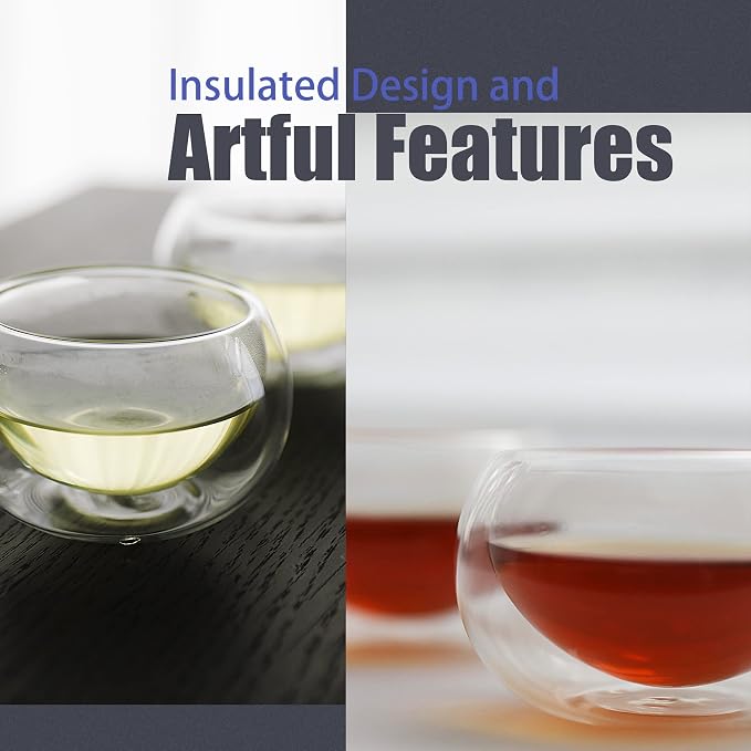 PunPun 2.7oz. 80ml Double Wall Borosilicate Glass Tea Cups Espresso Cups - Image 4