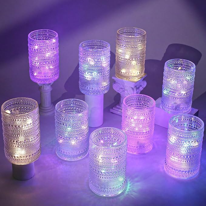 Amzcku Vintage Highball Drinking Glass Set of 12 - Kitchen Glasses Cup for Water, Cocktail, Milk, Juice and Beverage