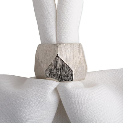 DII Decorative Geometric Napkin Ring Set, Triangle Band Silver - Image 4