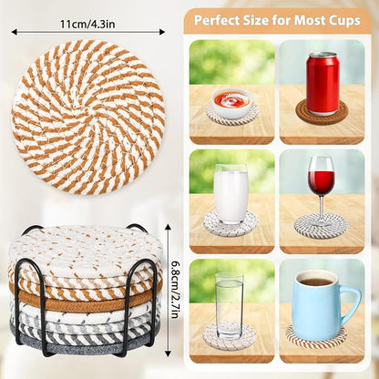 8 Style Drink Coasters with Holder, Absorbent Coasters - Image 4
