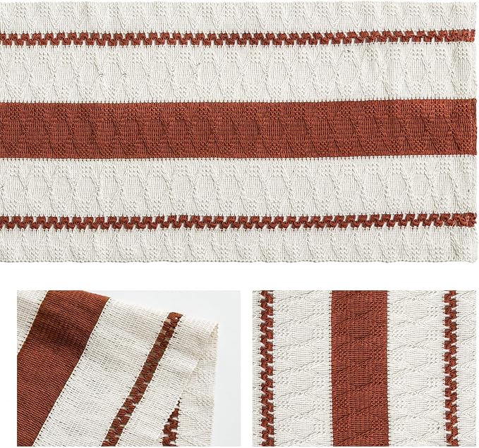 Artoid Mode Caramel Rustic Woven Table Runner 12x108 Inch | Holiday Farmhouse - Image 6