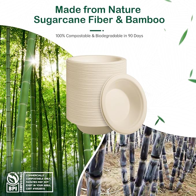 32 oz 68-Pack Large Compostable Paper Bowls, Disposable Meal Prep & Takeout - Image 6