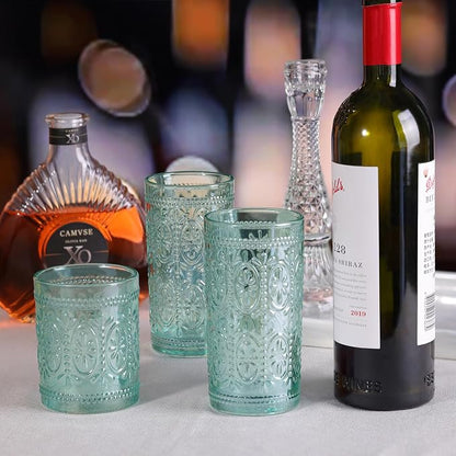 abrwyy Glassware set of 4, Vintage Drinking Glasses, 10oz Heavy Duty Glass Cups - Image 3