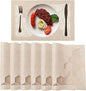 Decorative Placemats Set of 6 for Dining Table, Cloth Placemats with Hollow Design Table Cloth Set, Table Mats for Dining Table 12"x18" Sand
