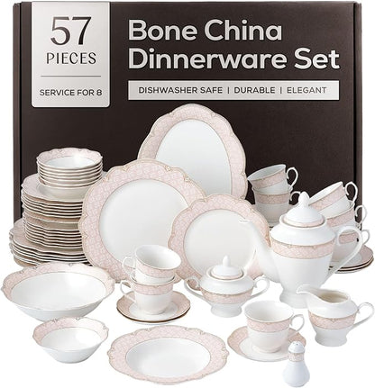 Joseph Sedgh Collection Sandra Bone China Dinnerware Set, 57-Piece | Service by JosephSedghCollection