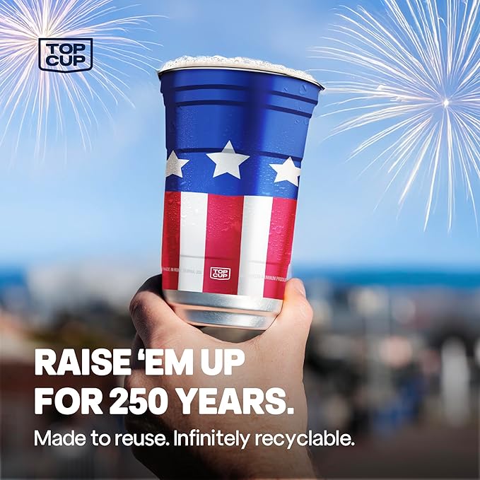 Top Cup Americana Cup | 20 oz Reusable Aluminum Party Cups 20 Count | Durable - Image 6