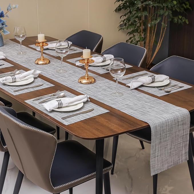 Myir JUN Light Gray Table Runner Home Decor Dining Table Runners | Vinyl Table - Image 6