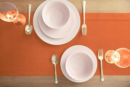 Solino Home Cotton Linen Dining Table Runner Pumpkin Hemstitch, 14 x 60 in | - Image 4