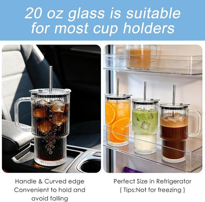 Accguan 6Pack 20oz Ribbed Glass Tumbler - Image 4