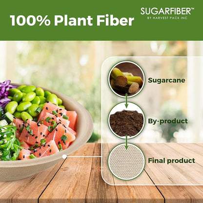 Sugarfiber by Harvest 22oz Round Compostable Bowls PFAS Free - Image 4