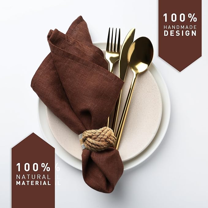 Jute Napkin Rings Set of 4 | Elegant Woven Nautical Napkin Rings | 100% Natural - Image 6