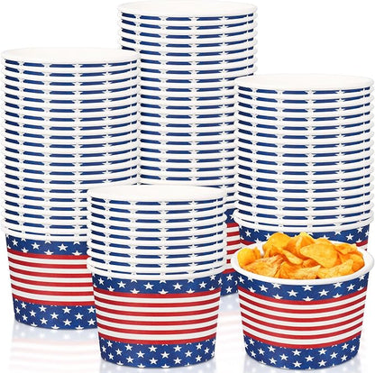 Potchen 50 Pack 9 oz Patriotic Paper Bowls Disposable Soup Bowls 4th of July by Potchen