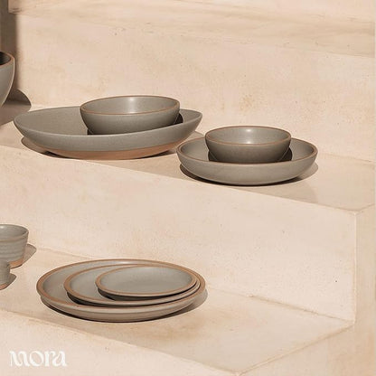 MORA Small Bowls Set of 4, 16oz Ceramic Pottery Dessert Bowls - Microwave, Oven and Dishwasher Safe - Peppercorn