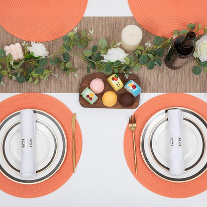 SHACOS Round Braided Placemats Set of 6 Washable Cotton Polyester Round - Image 8