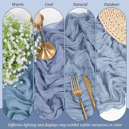 Pesonlook Cheesecloth Table Runner Dusty Blue, 20 Pack 17.7x108 inch, Long | - Image 6