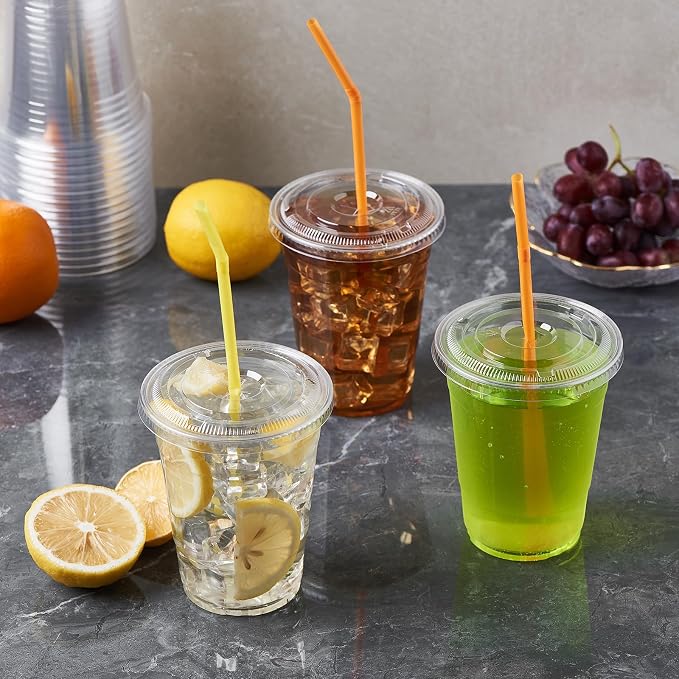 FULING Clear Plastic Cups With Lids Disposable Cups - Image 6