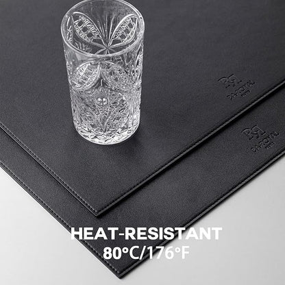Faux Leather Placemats Set of 12 Vinyl Washable Wipeable Table Mats for Kitchen Dining Table Heat Resistant Waterproof Modern Indoor/Outdoor Placemats Non-Slip Easy Clean Place Mats (Black)